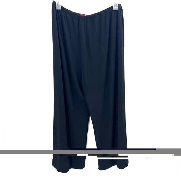 SHAMASK Black Slinky Rayon Pull On Wide Leg Dress Pants Pockets Womens Size 3 - Picture 3 of 6